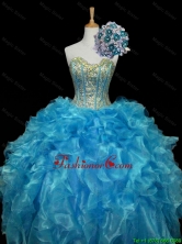 Pretty 2016 Summer Sweetheart Sequins and Ruffles Quinceanera Prom Dresses in Blue SWQD006-6FOR