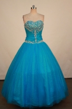 Romantic Ball Gown Sweetheart Neck Floor-Lengtrh Blue Beading and Appliques Quinceanera Dresses Style FA-S-199