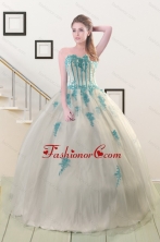 2015 Cheap Appliques Quinceanera Dresses in White XFNAO816FOR