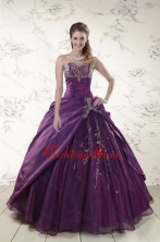 2015 Modern Purple Sweetheart Appliques Quinceanera Dresses XFNAO183FOR