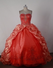 Exclusive Ball Gown Sweetheart Brush Orange Red Quincenera Dresses TD26008