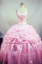 Lovely Ball Gown Straps Floor-Length Baby Pink Beading and Appliques Quinceanera Dresses Style FA-S-164