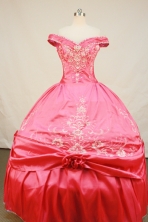 Luxurious Ball Gown Off The Shoulder Neckline Floor-Length Spring Hot Pink Appliques and Beading Quinceanera Dresses Style FA-S-143