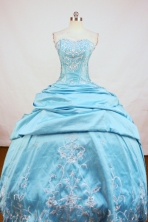 Popular Ball Gown Strapless Floor-Length Blue Beading and Appiques Quinceanera Dresses Style FA-S-156