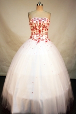 Popular Ball Gown Strapless Floor-Length White Beading and Appliques Quinceanera Dresses Style FA-S-170