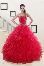 Pretty Sweetheart Ball Gown 2015 Sweet 16 Dresses in Coral Red XFNAO032FOR