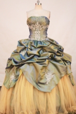 Romantic Ball Gown Strapless Floor-Length Olive Green Appliques and Beading Quinceanera Dresses Style FA-S-198