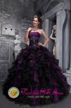 Taffeta and Organza Strapless Appliques and Decorate Bodice Ruffles Exclusive multi-color 2013 Quinceanera Dresses in Santa Ana   El Salvador  Style ZYLJ08FOR
