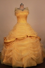 Exquisite Ball Gown Off The Shoulder Neckline Floor-Length Gold Quinceanera Dresses Style FA-S-331
