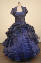 Luxurious Ball Gown Strapless Floor-Length Blue Appliques Quinceanera Dresses Style FA-S-348