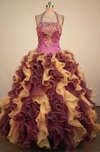 Affordable Ball Gown Halter Top Neck Floor-Lengtrh Quinceanera Dresses Style X0424115