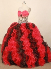 Perfect Ball Gown Sweetheart Floor-length Red Organza Quinceanera dress Style FA-L-316