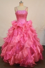 Beautiful Ball Gown Strap Floor-length Quinceanera Dresses Appliques with Beading Style FA-Z-0181