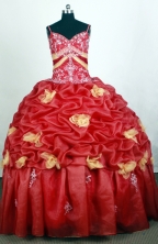 Beautiful Ball Gown Straps Floor-length Red Quinceanera Dress Y042658