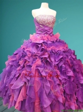 Best Beaded and Ruffled Quinceanera Dress in Purple and Pink SWQD087FOR