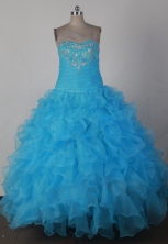 Brand New Ball Gown Strapless Floor-length Aqua Quincenera Dresses TD26