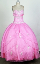 Cute Ball Gown Sweetheart Floor-length Pink Quinceanera Dress Y042637