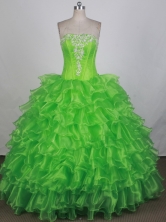 Luxurious Ball Gown Strapless Floor-length Spring Green Quinceanera Dress LZ426056