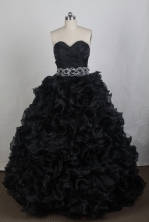 Luxurious Ball Gown Sweetheart Floor-length Black Quinceanera Dress Y042641