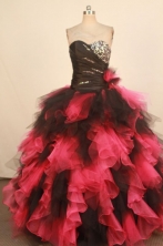 Modest Ball Gown Sweetheart Neck Floor-Length Red Beading Quinceanera Dresses Style FA-S-387