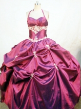 Popular Ball Gown Halter Top Floor-length Quinceanera Dresses Appliques Style FA-Z-0303