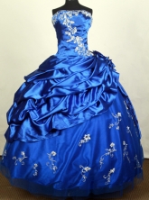 Popular Ball Gown Strapless Floor-length Blue Quinceanera Dress Y042636