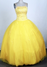 Popular Ball Gown Straps Floor-length Yellow Quinceanera Dress Y042643