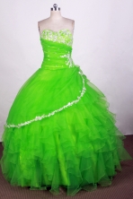 Popular Ball Gown Sweetheart Floor-length Spring Green Quinceanera Dress Y042634