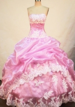 Pretty Ball Gown Strapless Floor-length Quinceanera Dresses Appliques Style FA-Z-0254
