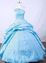Affordable Ball Gown Strapless FLoor-Length Baby Blue Appliques Quinceanera Dresses Style FA-S-112