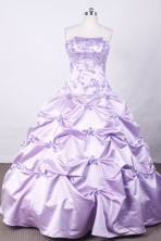Affordable Ball Gown Strapless FLoor-Length Lilac Appliques And Beading Quinceanera Dresses Style FA-S-121