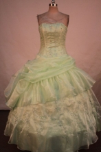 Beautiful Ball Gown Strapless Floor-length Quinceanera Dresses Appliques with Beading Style FA-Z-022