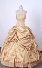 Brand New Ball Gown Strapless FLoor-Length Orange Appliques Quinceanera Dresses Style FA-S-080