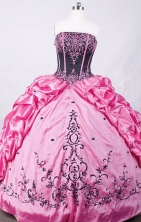 Brand New Ball Gown Strapless Floor-length Light Pink Taffeta Embroidery Quinceanera dress Style FA-L-015