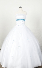 Cute Ball Gown Strapless Floor-length White Organza Appliques Quinceanera dress Style FA-L-043