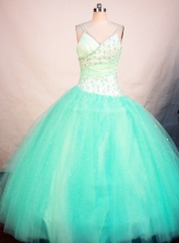 Cute ball gown straps sweetheart-neck floor-length net appliques with beading quinceanera dresses FA-X-62