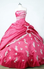 Elegant Ball Gown Strapless Floor-length Hot Pink Taffeta Beading Quinceanera dress Style FA-L-054
