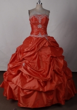 Elegant Ball Gown Strapless Floor-length Orange Quinceanera Dress LJ2620