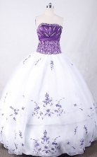 Exclusive Ball Gown Strapless Floor-length White Organza Embroidery Quinceanera dress Style FA-L-007