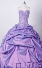 Exclusive Ball Gown Sweetheart Floor-length Lilac Taffeta Beading Quinceanera dress Style FA-L-017