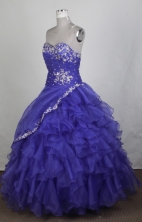 Exquisite Ball Gown Sweetheart Floor-length Blue Quinceanera Dress Y0426014