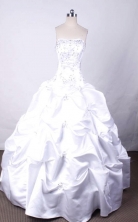 Popular Ball Gown Strapless FLoor-Length White Beading And Appliques Quinceanera Dresses Style FA-S-129