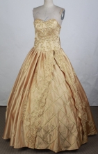 Popular Ball Gown Sweetheart Floor-length Glod Quinceanera Dress Y042621