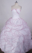 Simpel Ball Gown Strapless FLoor-Length Orangza White Beading Quinceanera Dresses Style FA-S-021