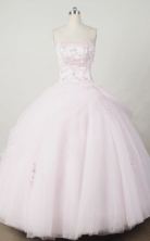 Sweet Ball Gown Strapless Floor-length Light Pink Organza Beading Quinceanera dress Style FA-L-047