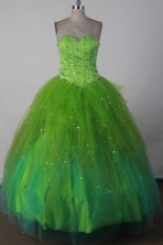 Sweet Ball Gown Sweetheart Neck Floor-length Green Quincenera Dresses TD260036