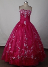 Beautiful Ball Gown Strapless Floor-length Magenta Quinceanera Dress LJ2606