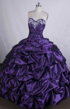 Discount Ball gown Sweetheart neck Floor-Length Appliques Purple Quinceanera Dresses Style FA-Y-115