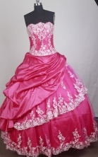 Elegant Ball Gown Strapless Floor-length Red Quinceanera Dress LZ426045 