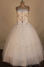 Simple Ball Gown Strapless Floor-length Quinceanera Dresses Sequins Style FA-Z-0341